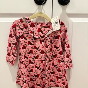 NWT Mini Boden Festive Robin Jersey Dress